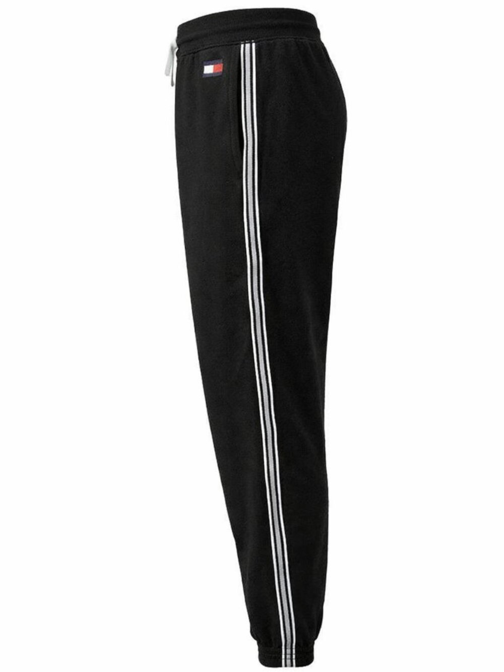 TOMMY HILFIGER BLACK SWEATPANTS WITH WHITE STRIPE LARGE